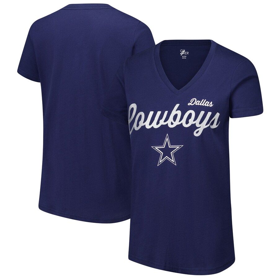 Women's Dallas Cowboys G-III 4Her by Carl Banks Navy Post Season V-Neck T-Shirt