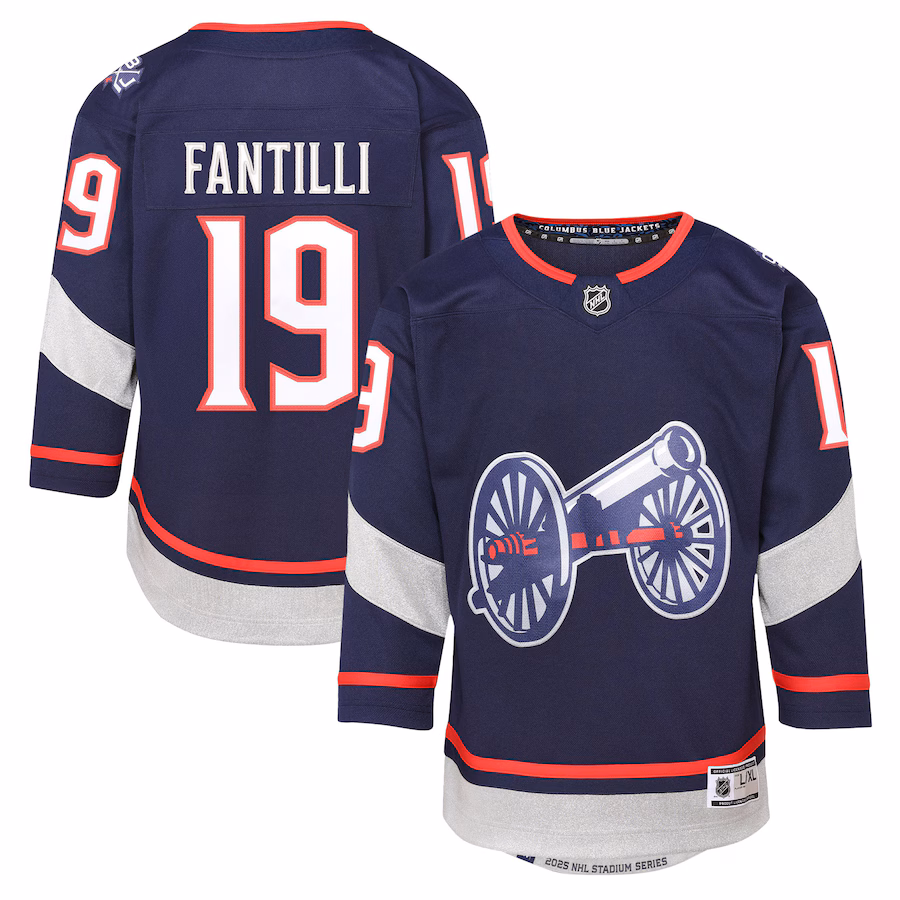 Youth Columbus Blue Jackets Adam Fantilli Navy 2025 NHL Stadium Series Premier Player Jersey