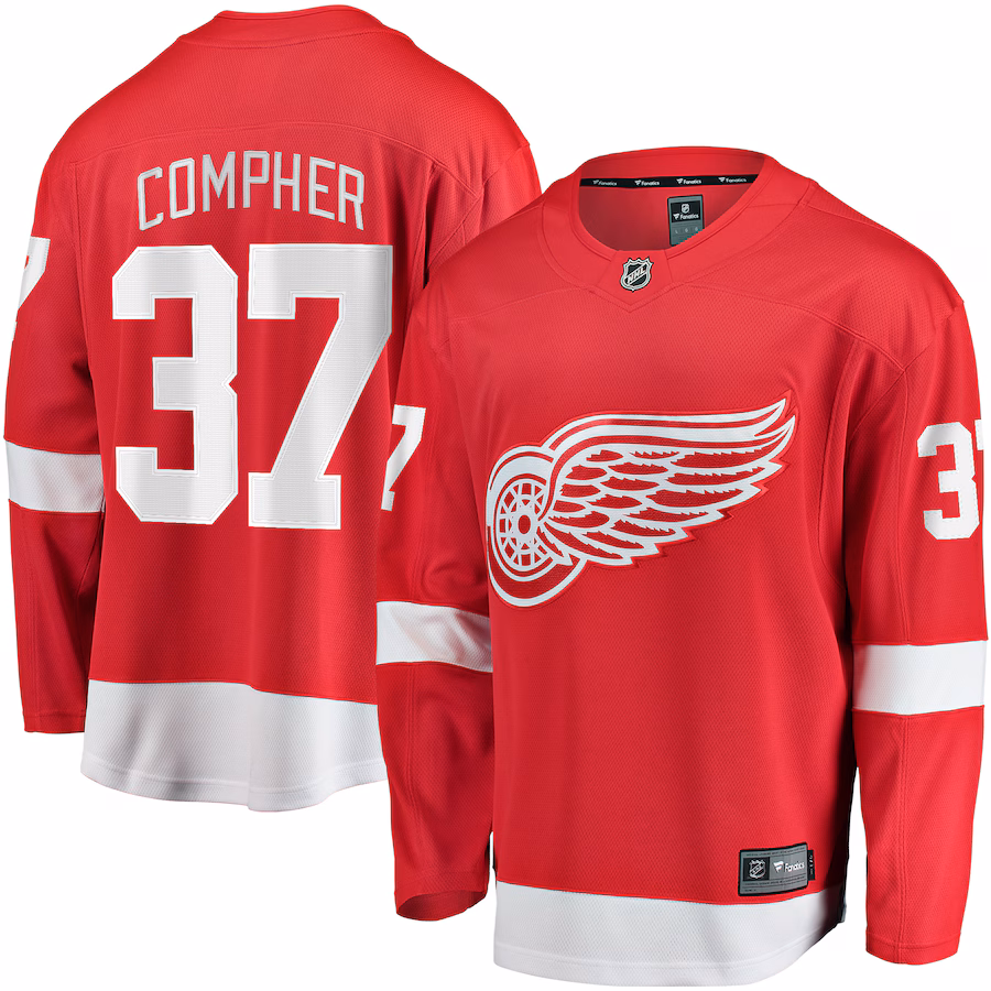 Men's Detroit Red Wings J.T. Compher Fanatics Red Home Breakaway Jersey