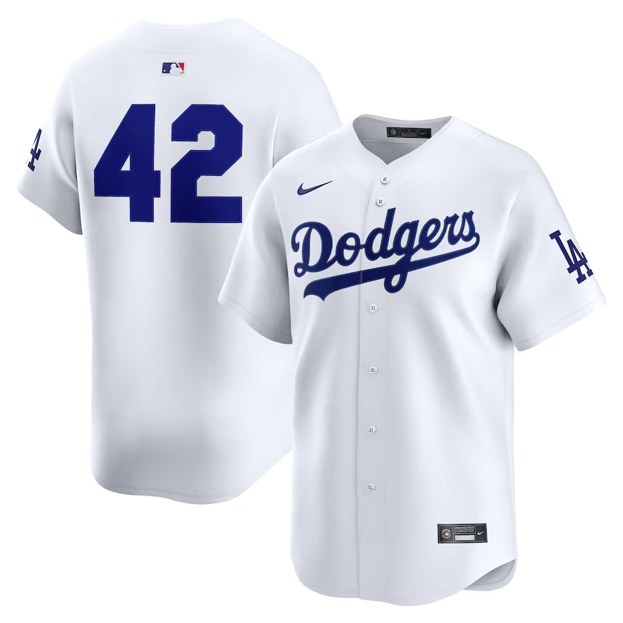 Men's Los Angeles Dodgers Nike White Home 2025 Jackie Robinson Day Limited Jersey
