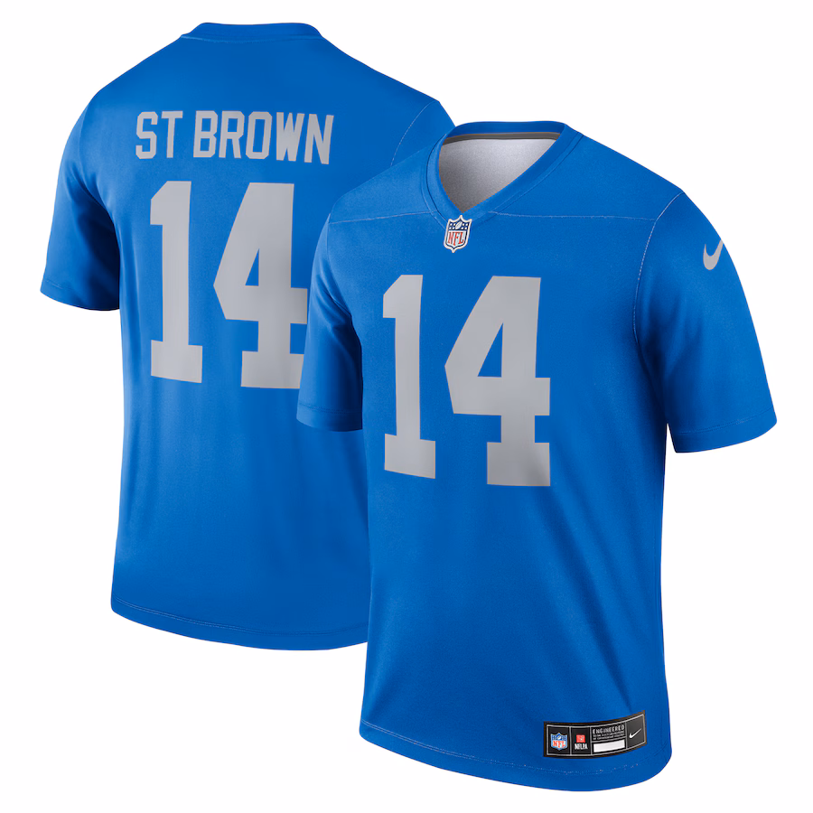 Men's Detroit Lions Amon-Ra St. Brown Nike Blue Alternate Legend Player Performance Top