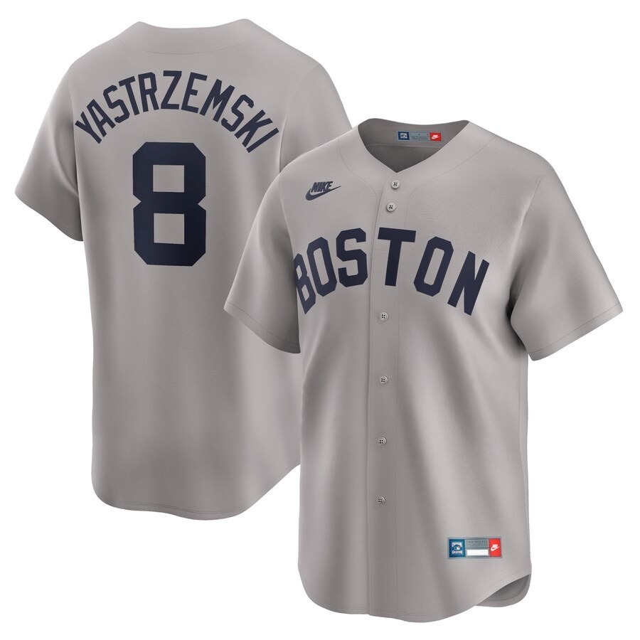 Men's Boston Red Sox Carl Yastrzemski Nike Gray Throwback Cooperstown Collection Limited Jersey