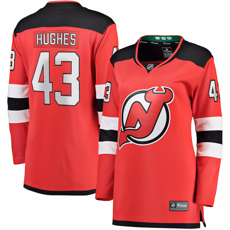 Women's New Jersey Devils Luke Hughes Fanatics Red Home Breakaway Player Jersey
