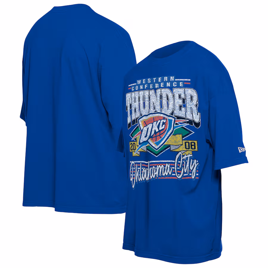 Men's Oklahoma City Thunder New Era Blue Distressed Sport Classics T-Shirt