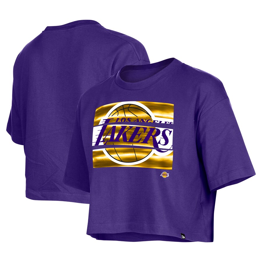 Women's Los Angeles Lakers New Era Purple Oversized Boxy Crop T-Shirt