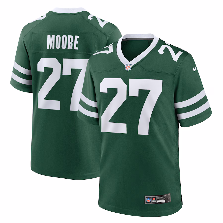 Men's New York Jets Malachi Moore Nike Legacy Green Team Game Jersey
