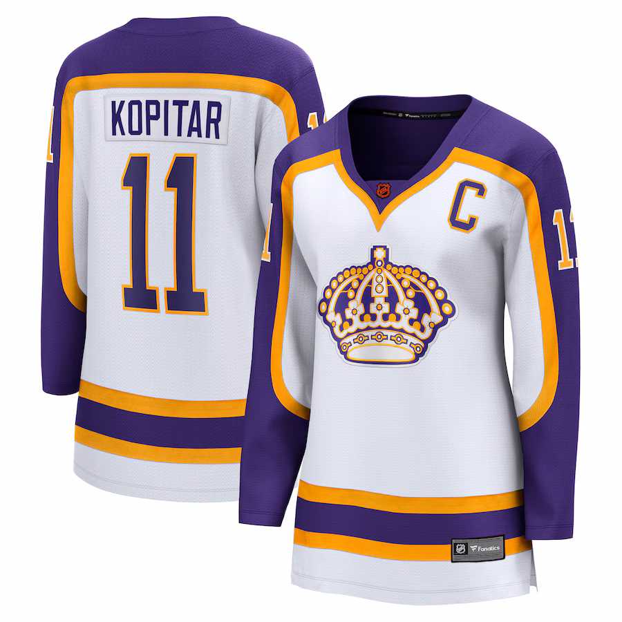 Women's Los Angeles Kings Anze Kopitar Fanatics White Special Edition 2.0 Breakaway Captain's Patch Jersey