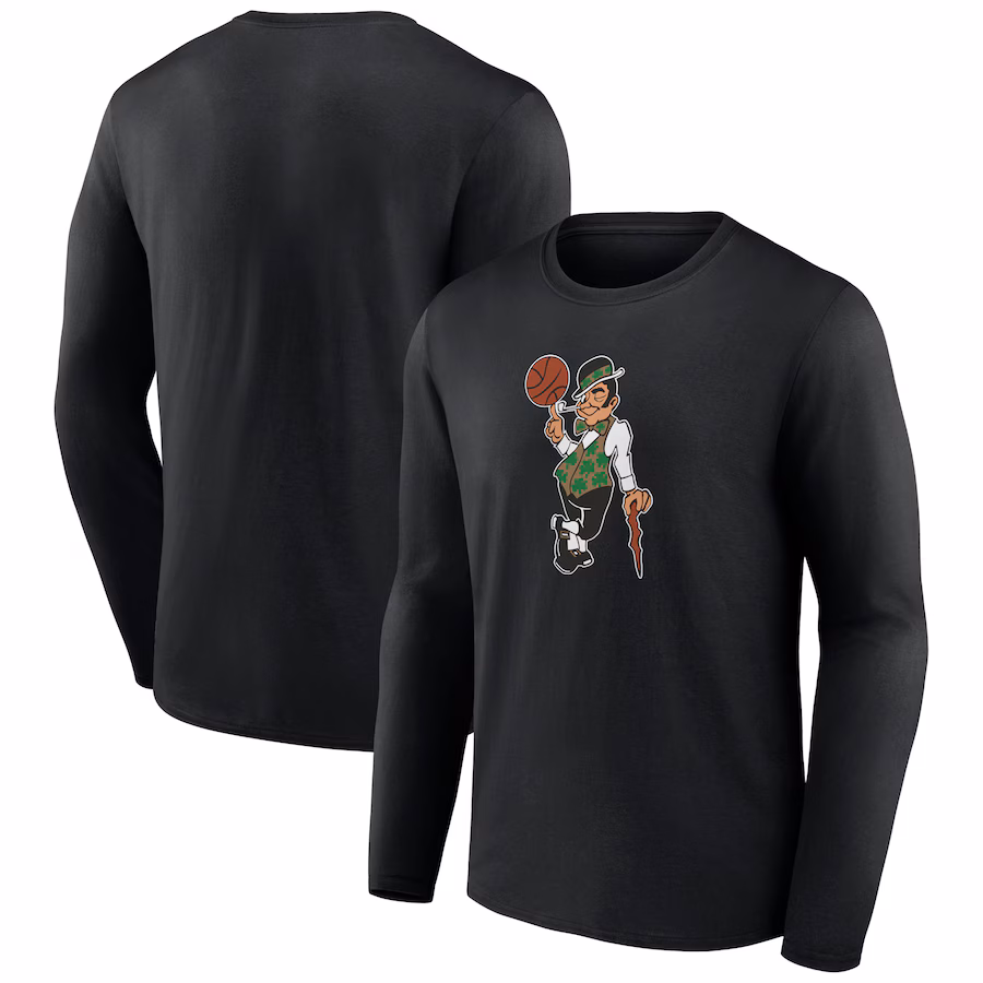 Men's Boston Celtics  Black Alternate Logo Long Sleeve T-Shirt