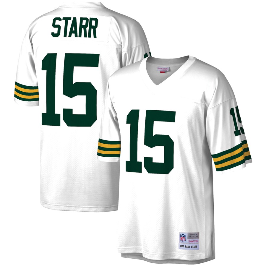 Men's Green Bay Packers Bart Starr Mitchell & Ness White Legacy Replica Jersey
