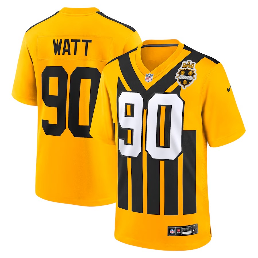 Men's Pittsburgh Steelers T.J. Watt Nike Gold Alternate 1933 Throwback Game Jersey