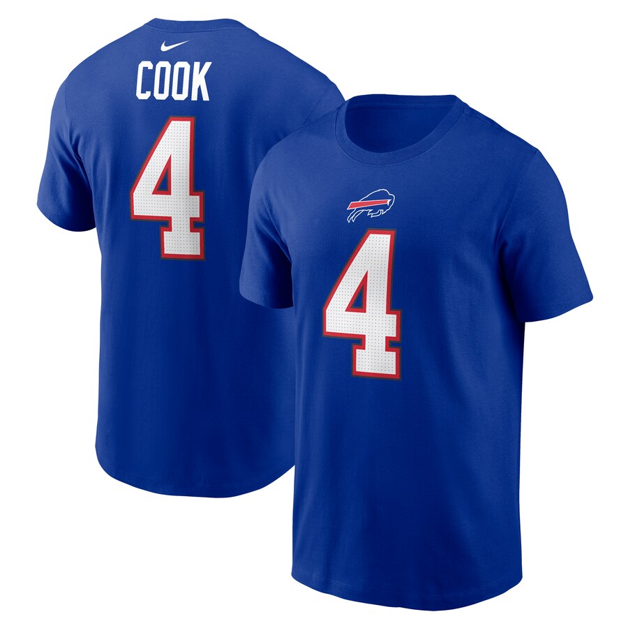 Men's Buffalo Bills James Cook Nike Royal Name & Number T-Shirt