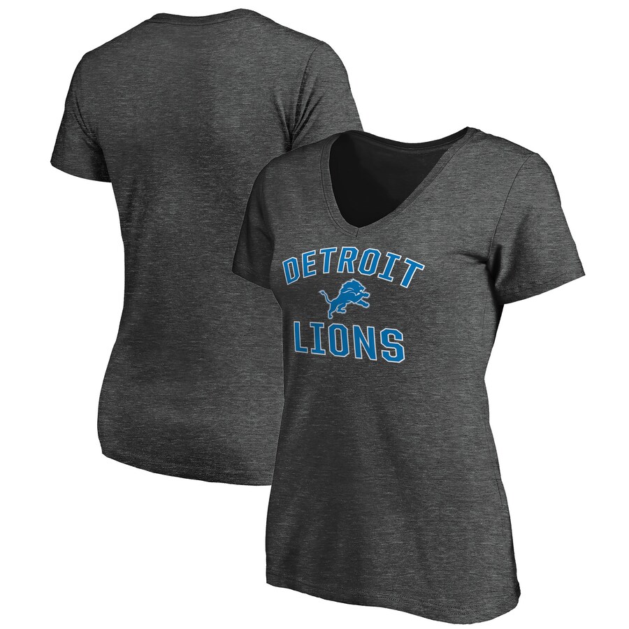 Women's Detroit Lions Charcoal Victory Arch Team V-Neck T-Shirt