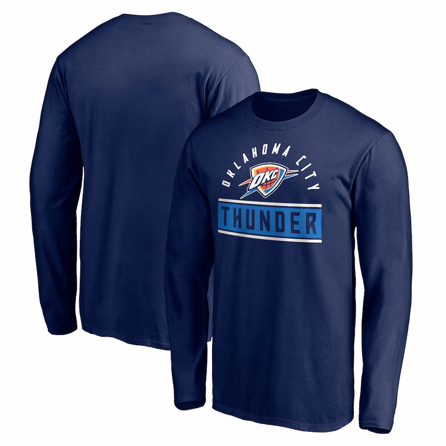Men's Oklahoma City Thunder Navy Team Arch Knockout Long Sleeve T-Shirt