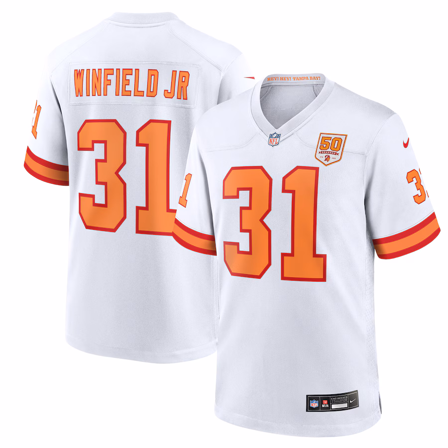 Men's '76 Tampa Bay Buccaneers Antoine Winfield Jr. Nike White 50th Season Game Jersey