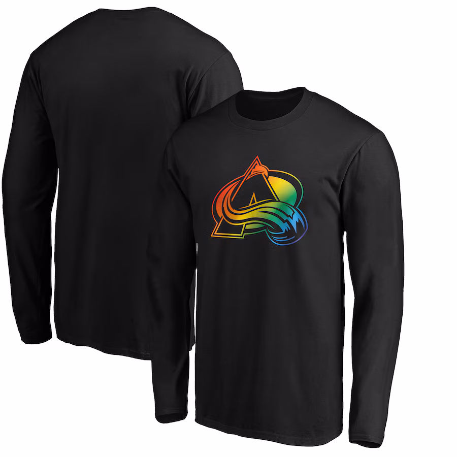 Men's Colorado Avalanche Black Team Pride Logo Long Sleeve T-Shirt