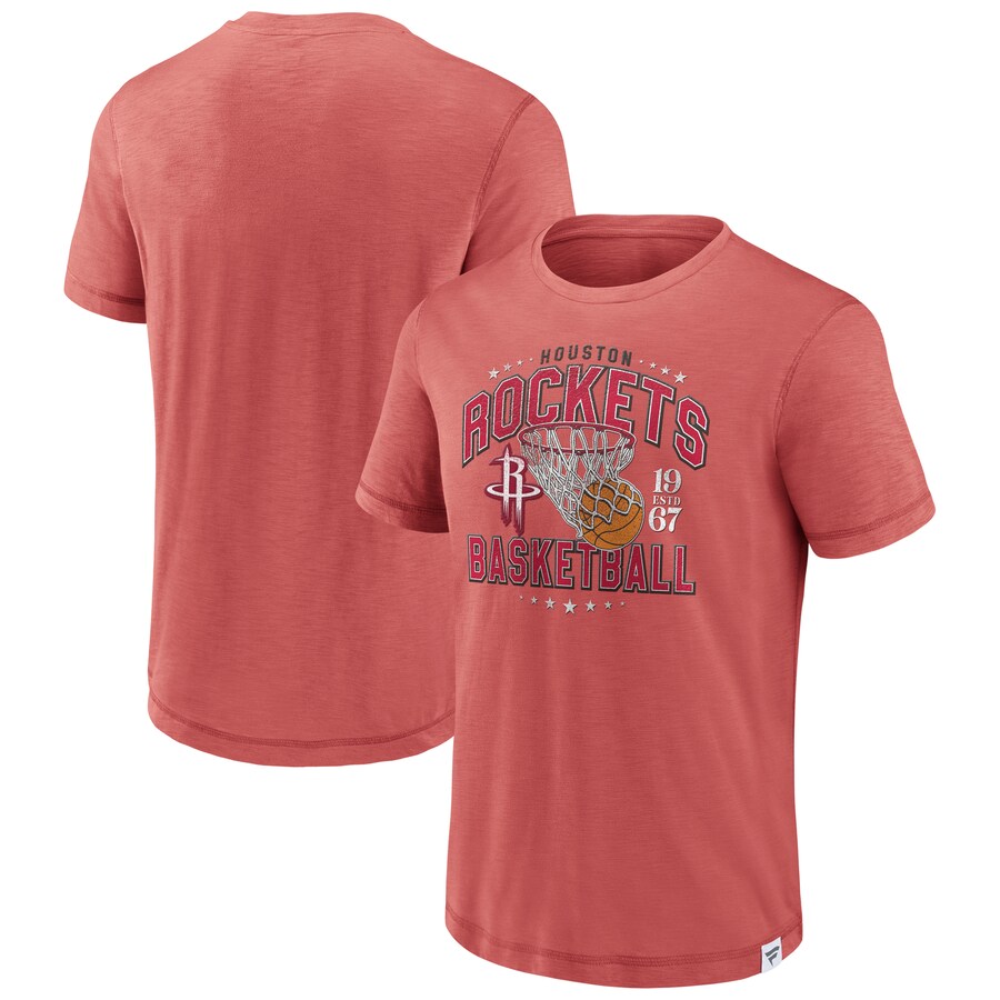 Men's Houston Rockets Fanatics Red Reinforce True Classics Vintage Slub T-Shirt