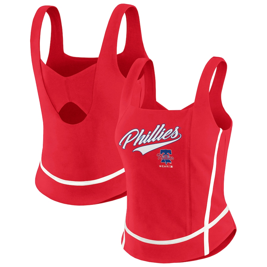 Women's Philadelphia Phillies WEAR by Erin Andrews Red Square Neck Tank Top