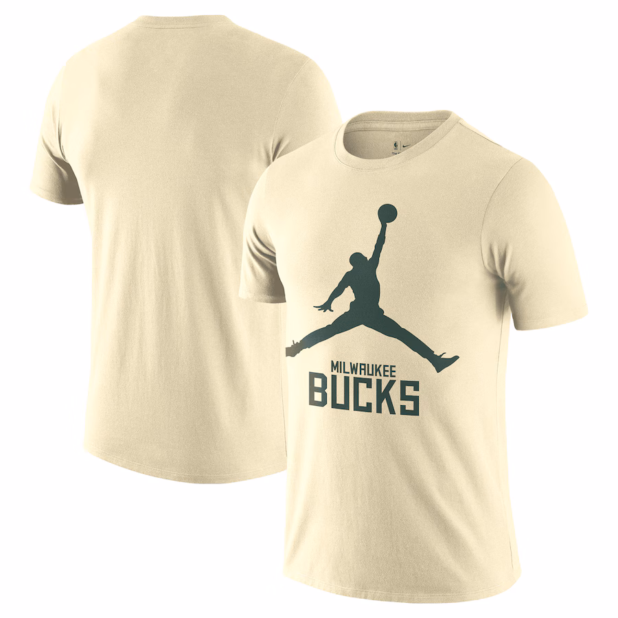 Men's Milwaukee Bucks Nike Cream Essential Jumpman T-Shirt