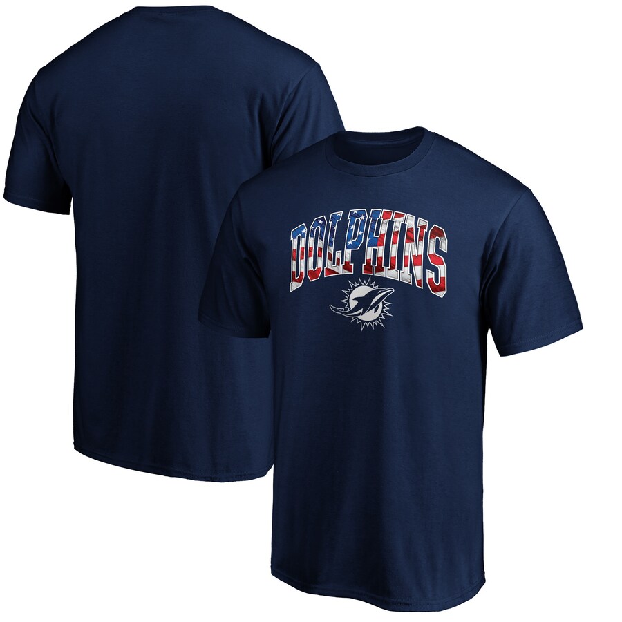 Men's Miami Dolphins Navy Banner Wave Logo T-Shirt