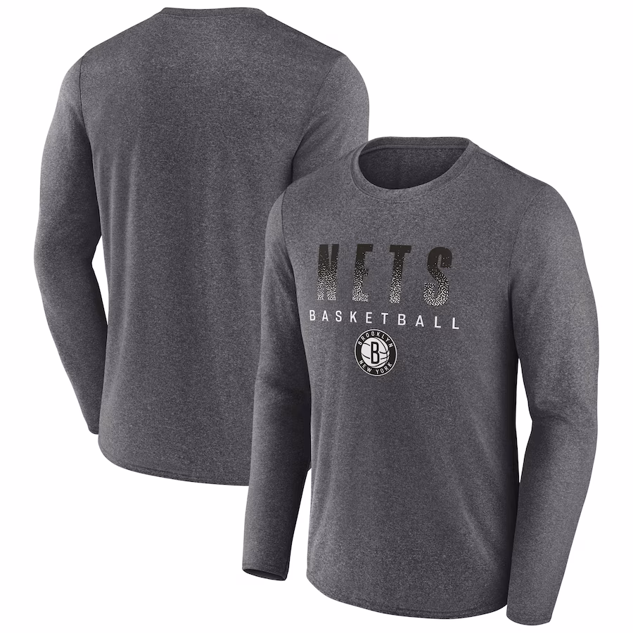 Men's Brooklyn Nets Fanatics Heathered Charcoal Where Legends Play Iconic Practice Long Sleeve T-Shirt