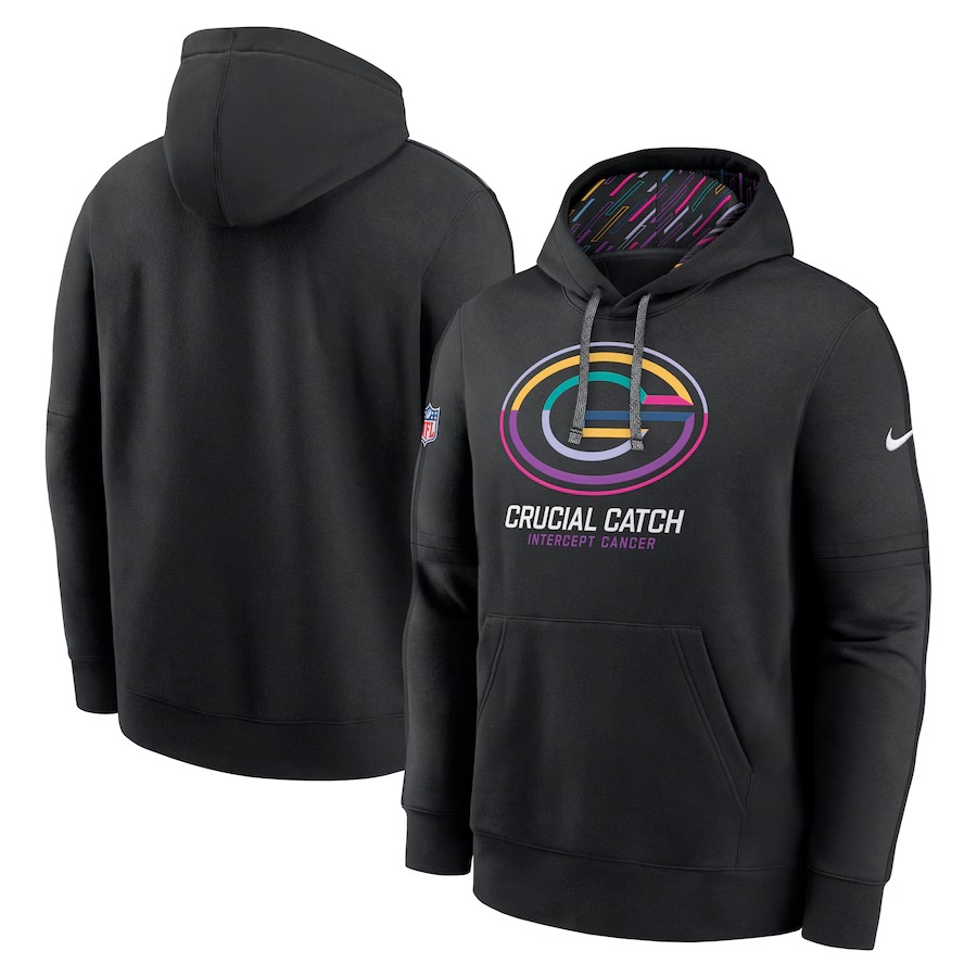 Men's Green Bay Packers Nike Black 2024 NFL Crucial Catch Club Pullover Hoodie