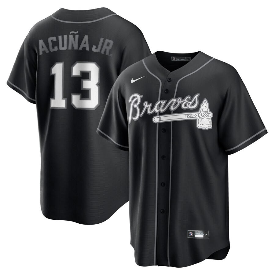 Men's Atlanta Braves Ronald Acuña Jr. Nike Black Lights Out Replica Player Jersey