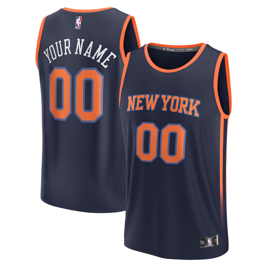 Youth New York Knicks Fanatics Navy Fast Break Replica Custom Jersey - Statement Edition