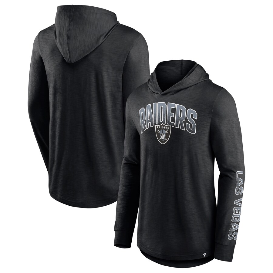 Men's Las Vegas Raiders Fanatics Black Front Runner Long Sleeve Hooded T-Shirt