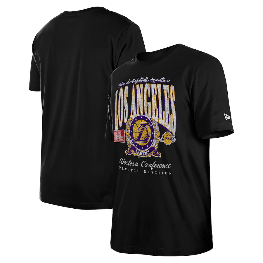 Unisex Los Angeles Lakers  New Era Black Oversized Essentials Boxy T-Shirt