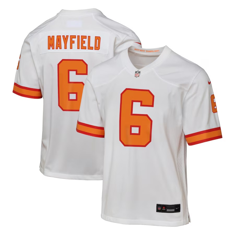 Youth '76 Tampa Bay Buccaneers Baker Mayfield White Game Jersey