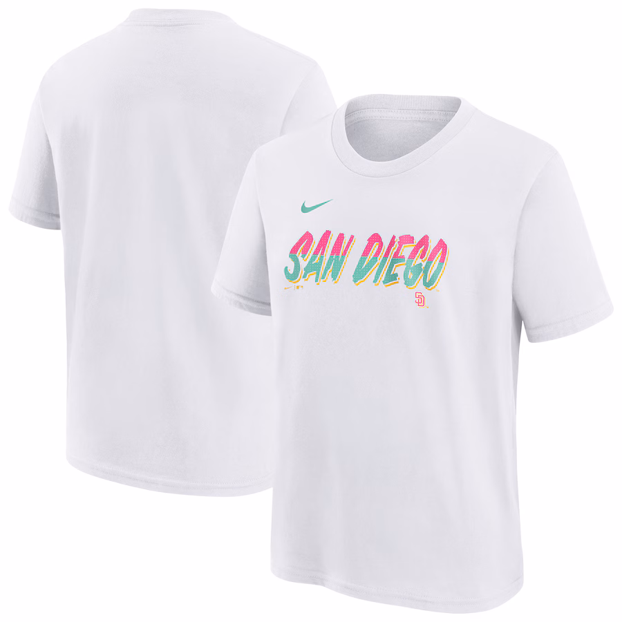 Youth San Diego Padres Nike White City Connect Wordmark T-Shirt