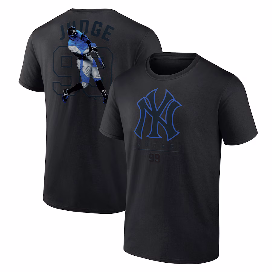 Men's New York Yankees Aaron Judge Black Double Play Name & Number T-Shirt