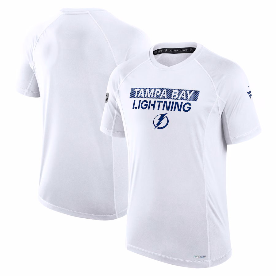 Men's Tampa Bay Lightning Fanatics White Authentic Pro Rink Tech T-Shirt