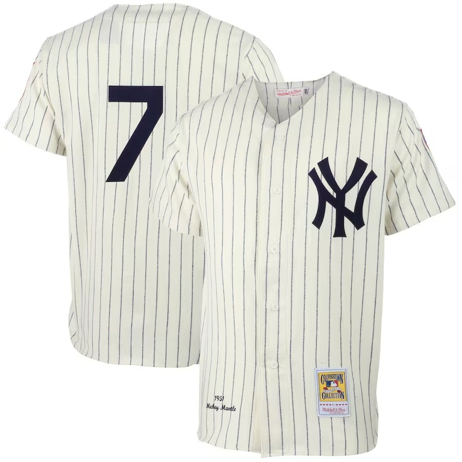 Men's New York Yankees Mickey Mantle Mitchell & Ness Cream 1951 Cooperstown Collection Authentic Jersey