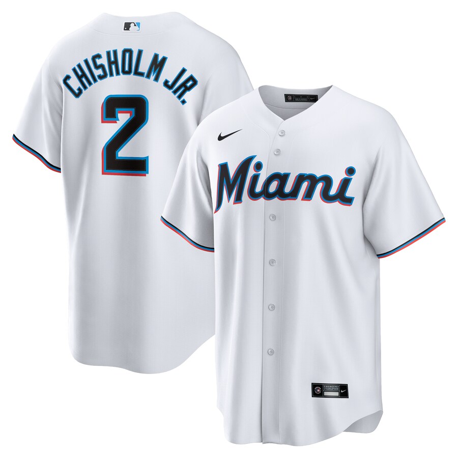 Men's Miami Marlins Jazz Chisholm Jr. Nike White 2024 Home Replica Jersey