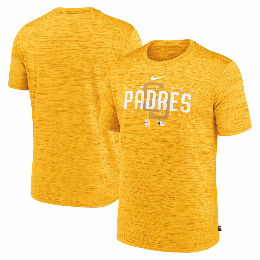 Men's San Diego Padres Nike Gold Authentic Collection Velocity Performance Practice T-Shirt