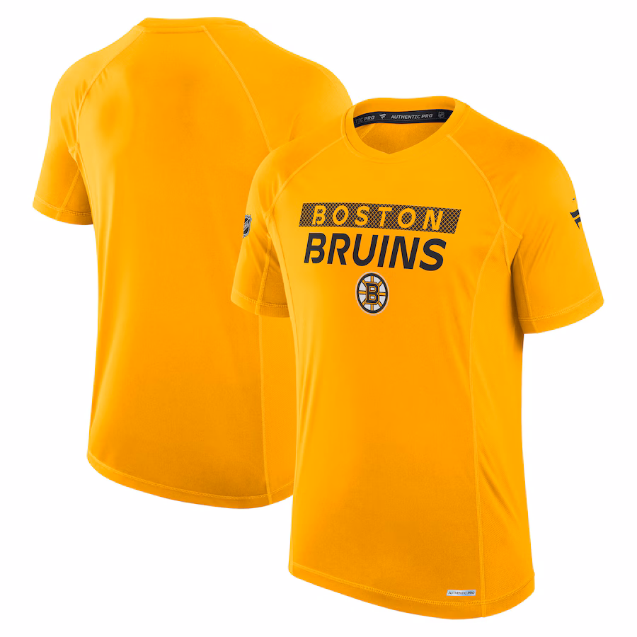 Men's Boston Bruins Fanatics Gold Authentic Pro Rink Tech T-Shirt