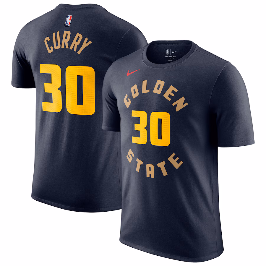 Men's Golden State Warriors Stephen Curry Nike Navy 2024/25 City Edition Name & Number T-Shirt