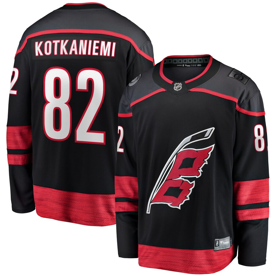 Men's Carolina Hurricanes Jesperi Kotkaniemi Fanatics Branded Black Home Breakaway Player Jersey