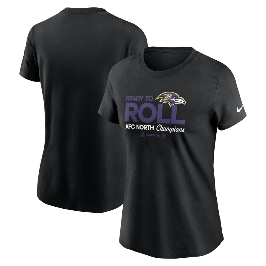 Women's Baltimore Ravens Nike Black 2024 AFC North Division Champions Locker Room Trophy Collection T-Shirt