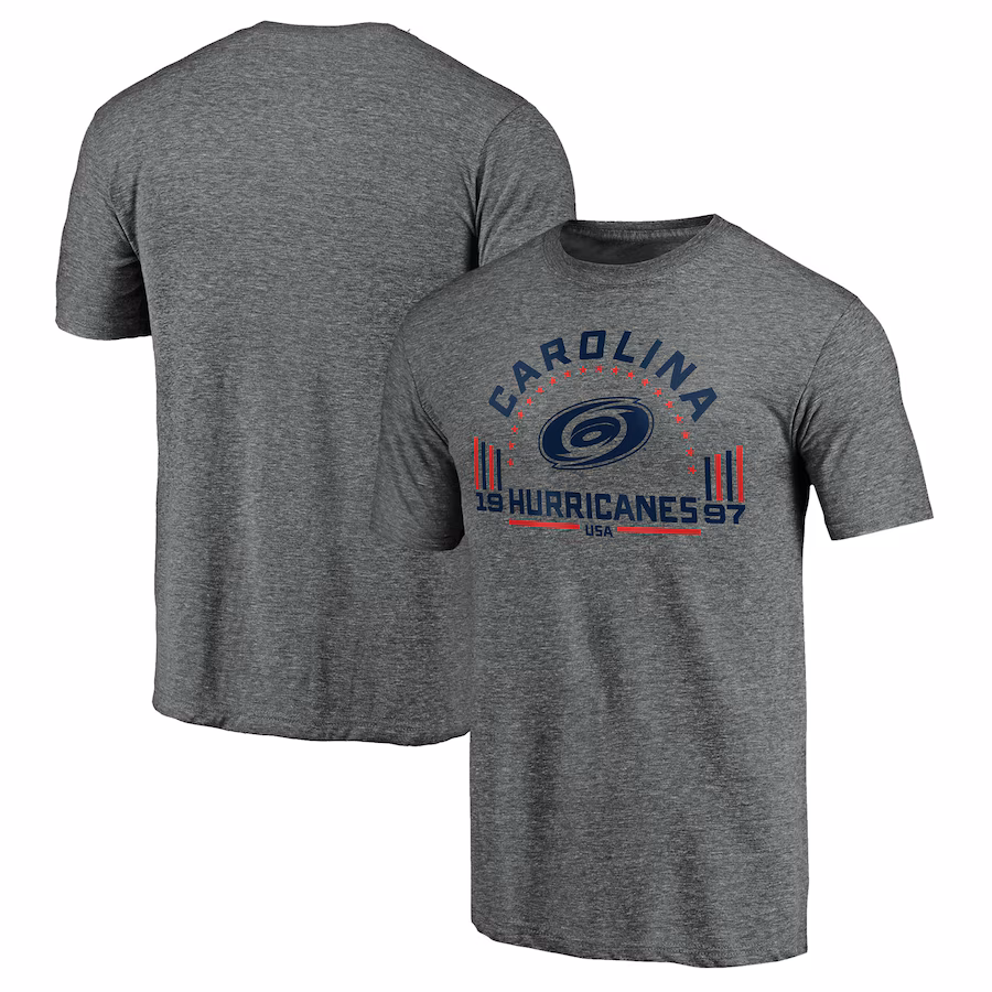 Men's Carolina Hurricanes Heathered Gray Team Freedom Tri-Blend T-Shirt