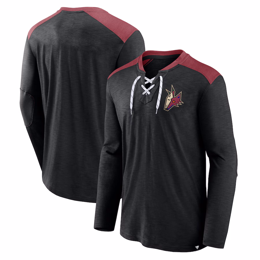 Men's Arizona Coyotes Fanatics Black Special Edition 2.0 Long Sleeve Lace-Up T-Shirt