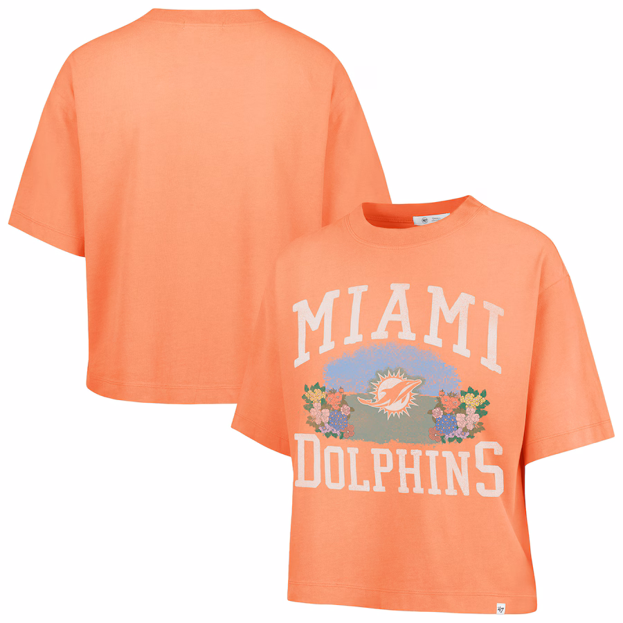 Women's Miami Dolphins  '47 Orange Florentina Montauk Cropped T-Shirt