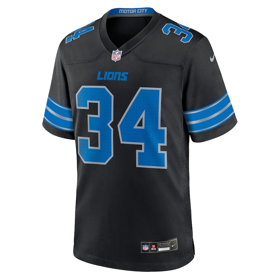 Men's Detroit Lions Alex Anzalone Nike Black 2nd Alternate Game Jersey