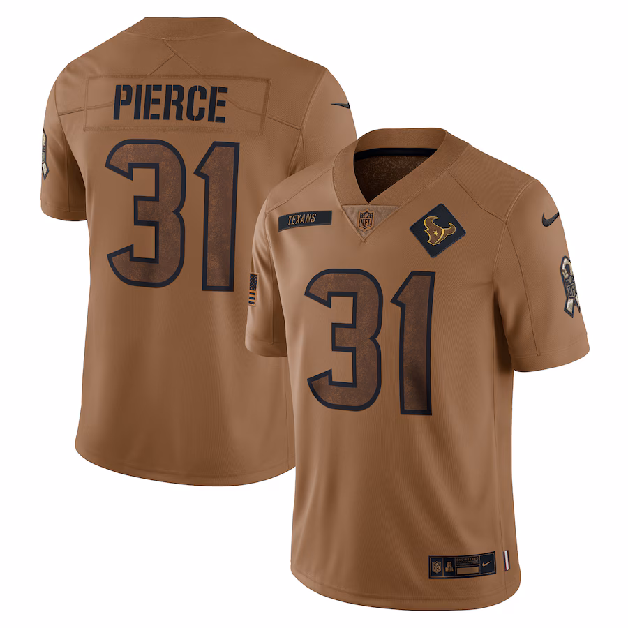 Women's Houston Texans Dameon Pierce Nike Brown 2023 Salute To Service Limited Jersey