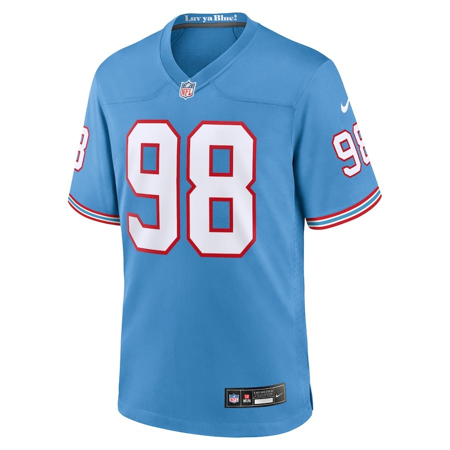 Men's Tennessee Titans Jeffery Simmons Nike Light Blue Oilers Throwback Alternate Game Player Jersey
