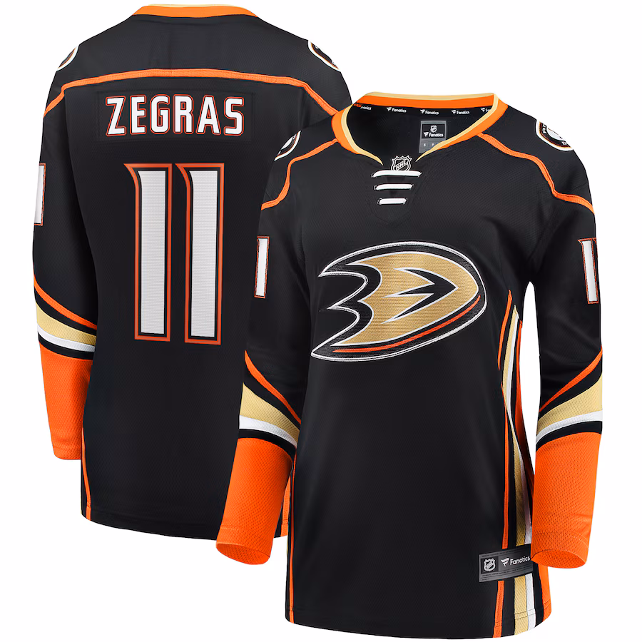 Women's Anaheim Ducks Trevor Zegras Fanatics Black Home Breakaway Player Jersey