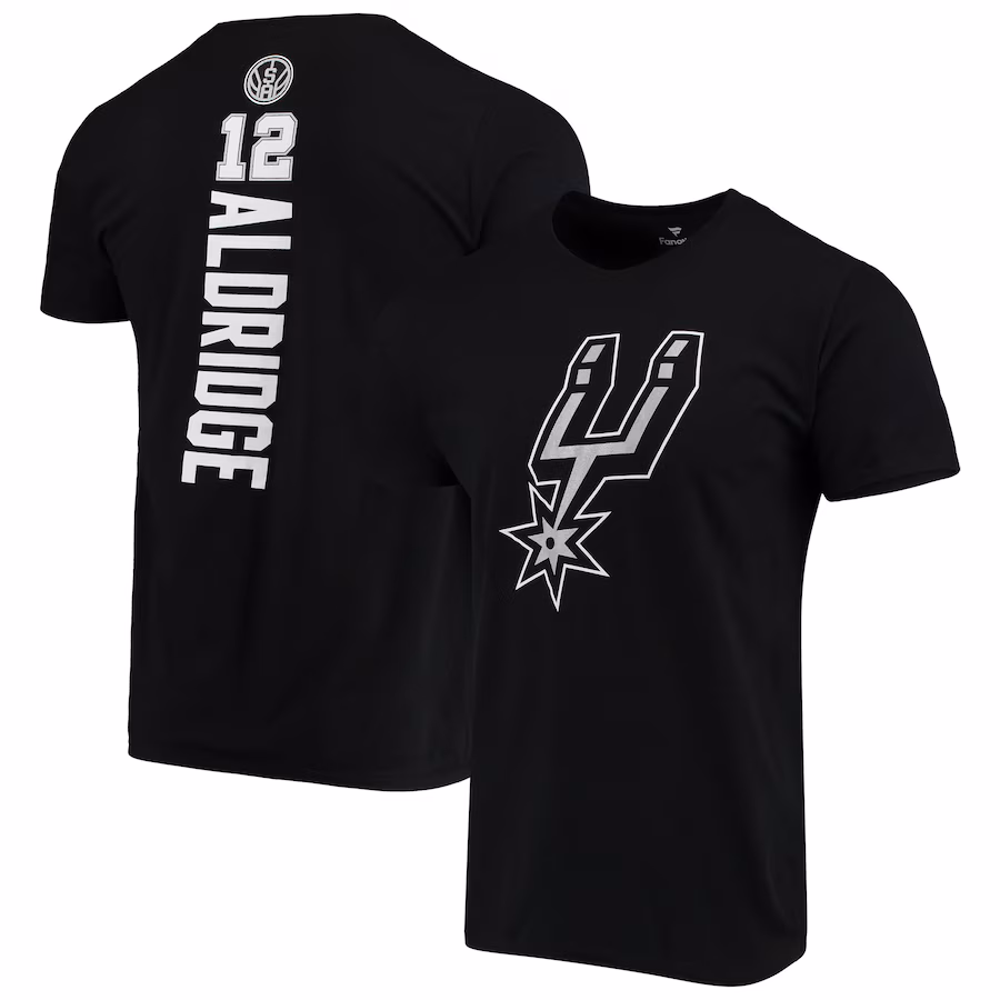 Men's San Antonio Spurs LaMarcus Aldridge Fanatics Black Team Playmaker Name & Number T-Shirt