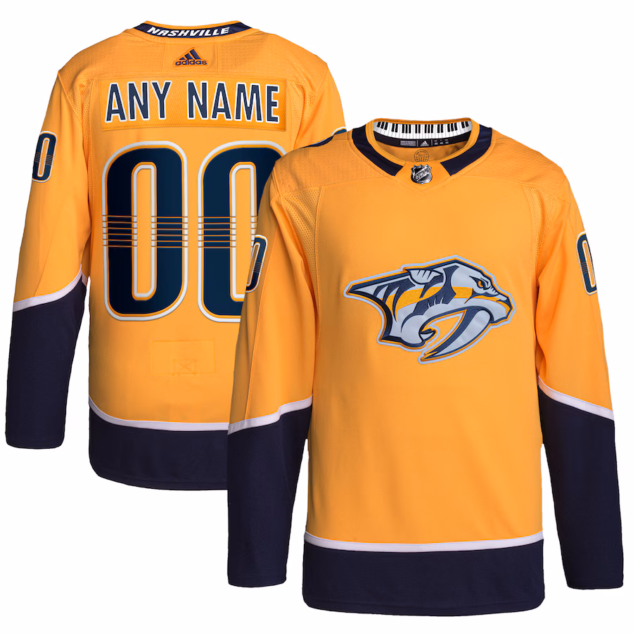 Men's Nashville Predators adidas Gold Home Primegreen Authentic Custom Jersey