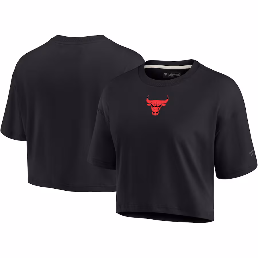 Women's Chicago Bulls Fanatics Black Elements Super Soft Boxy Cropped T-Shirt